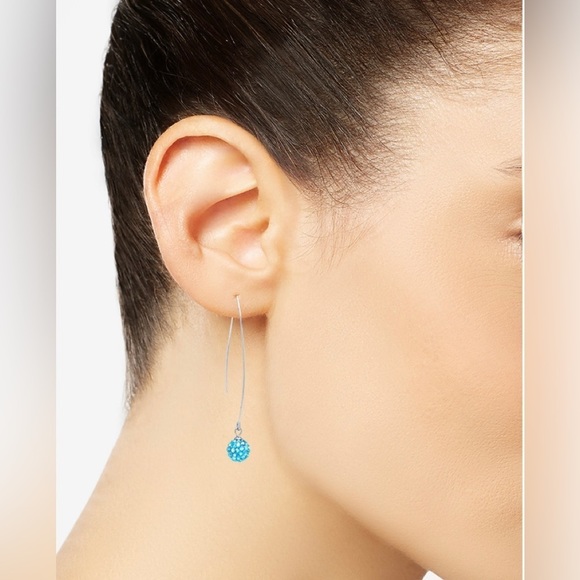 NWT GIANI BERNINI BLUE CRYSTAL CLUSTER THREADER EARRINGS IN STERLING SILVER - Picture 3 of 7